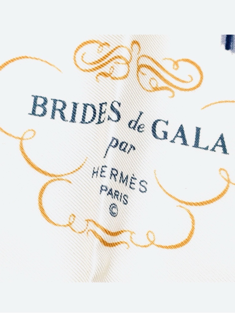 Hermès—“Brides de Gala” Navy Silk Scarf, Vintage - Picture 2 of 9